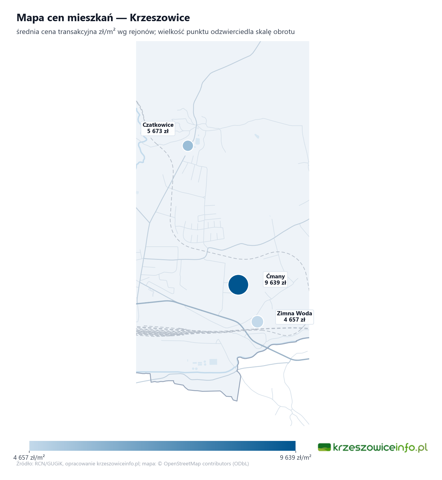 Mapa cen mieszkań - Krzeszowice