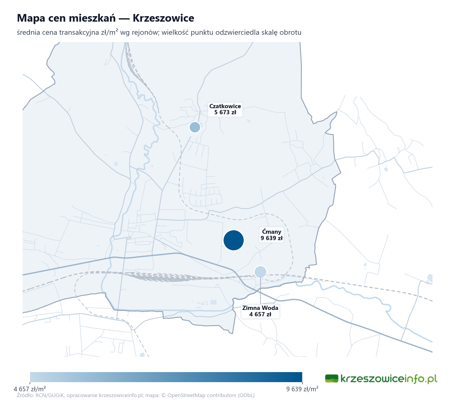 Mapa cen mieszkań - Krzeszowice