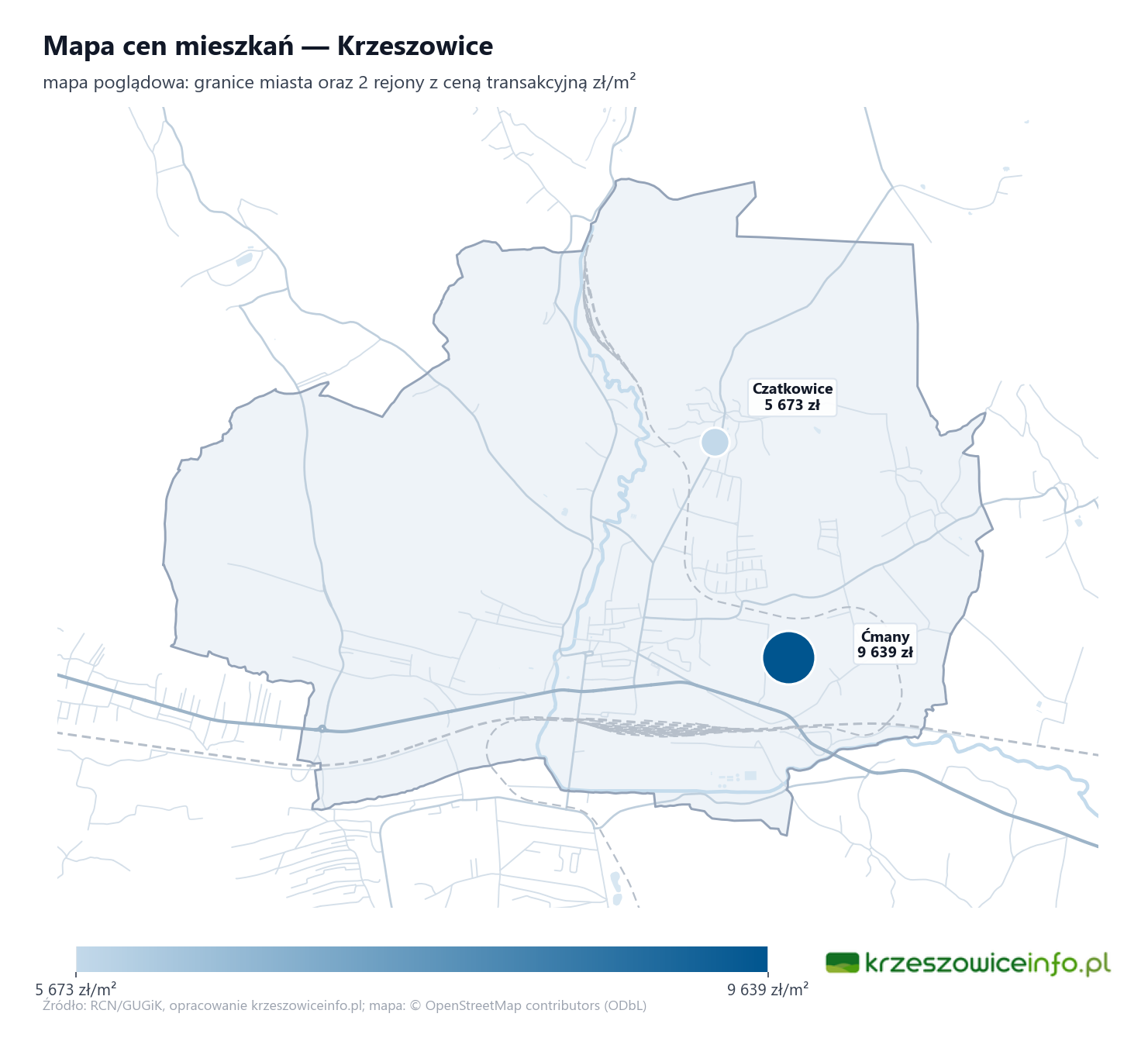 Mapa cen mieszkań - Krzeszowice