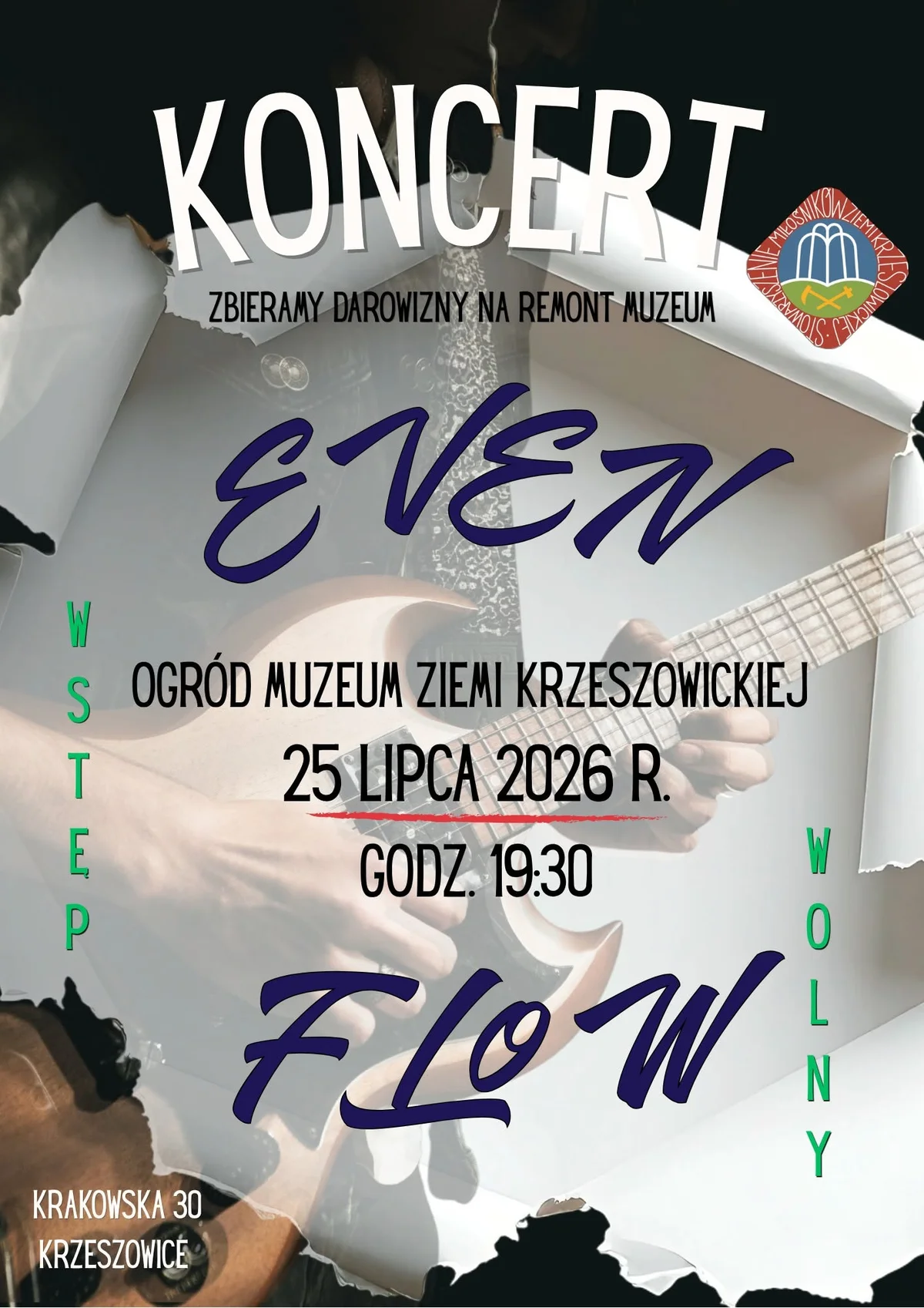 Grafika promocyjna wydarzenia EVEN FLOW koncert w Krzeszowicach