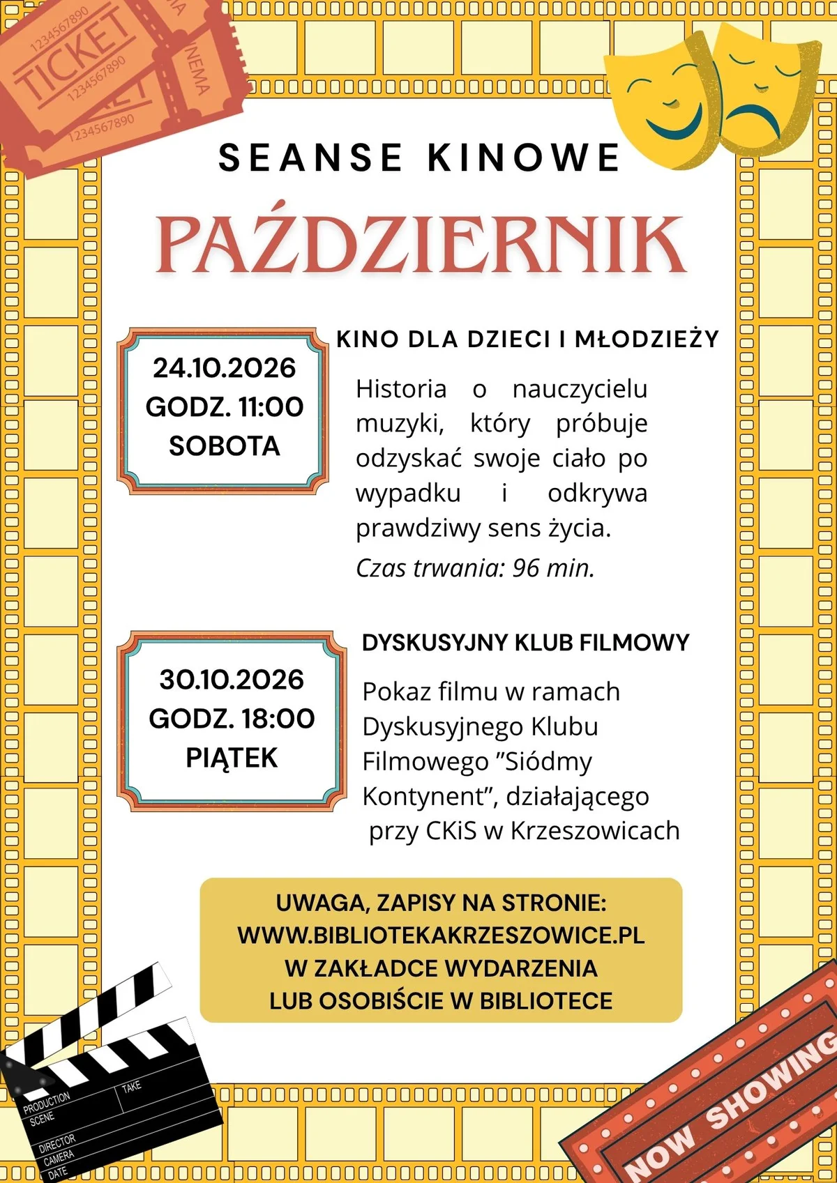 Grafika promocyjna wydarzenia Seanse filmowe w październiku