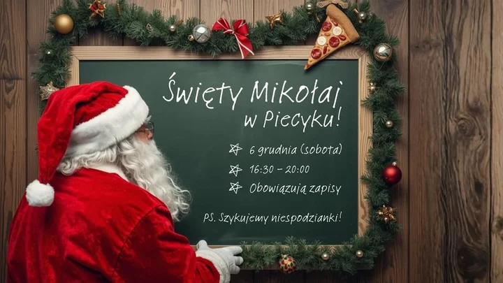 Grafika promocyjna wydarzenia Spotkanie ze Świętym Mikołajem w Piecyku — 6 grudnia w Krzeszowicach