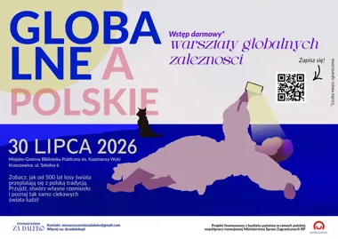 Grafika promocyjna wydarzenia Globalne a polskie – warsztaty świata