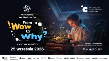Grafika promocyjna wydarzenia Małopolska Noc Naukowców w Krzeszowicach