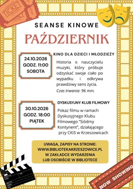 Grafika promocyjna wydarzenia Seanse filmowe w październiku