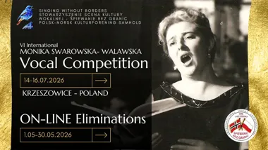 Grafika promocyjna wydarzenia VI International Monika Swarowska-Walawska Vocal Competition 2026 w Krzeszowicach