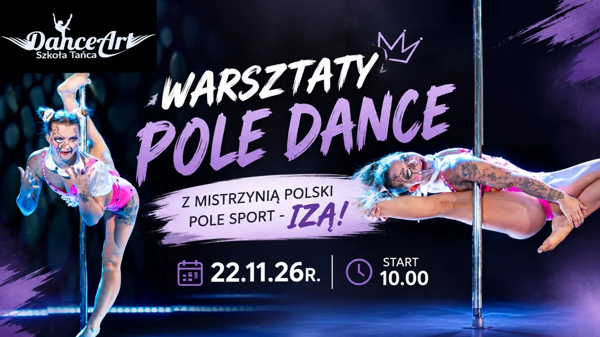 Grafika promocyjna wydarzenia Warsztaty Pole Dance z Izą – trening w Krzeszowicach