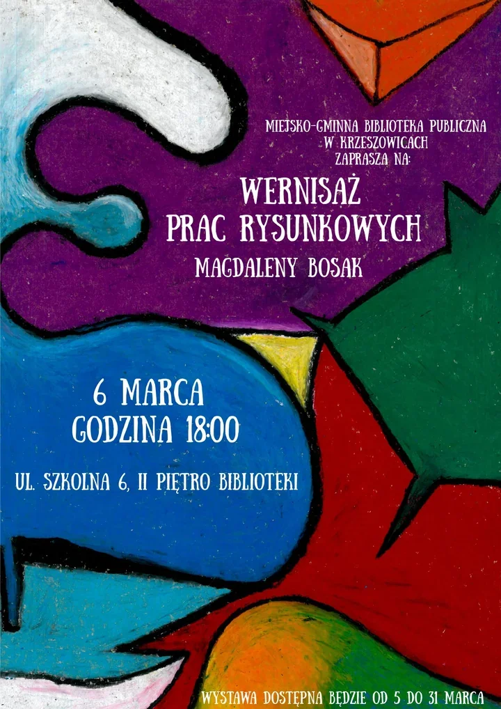 Młoda artystka z Krzeszowic zaprasza - rysunki Magdaleny Bosak w bibliotece