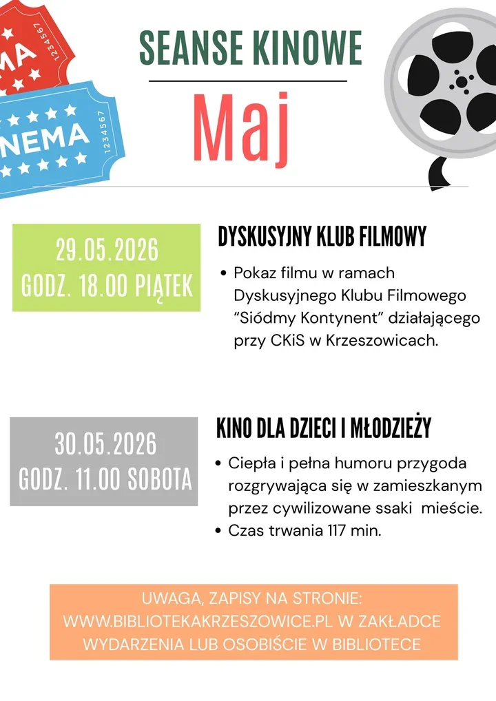 Majowe seanse w bibliotece - kino, które daje dobry pretekst do wyjścia z domu