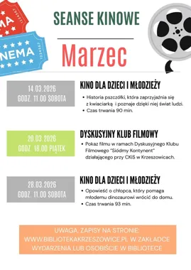 W marcu kino wraca do biblioteki w Krzeszowicach - seanse, które warto wpisać do kalendarza