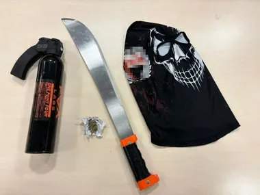 Pseudokibice zatrzymani w Bębło - maczeta i prawie 100 g narkotyków